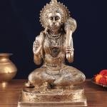 Pure Brass Blessing Hanuman Statue | 11.5" x 7.3" x 6" (29.2 x 18.5 x 15.2 cm) | 5.6 kg Premium Sacred Art | Divine Grace Murti | Temple Grade